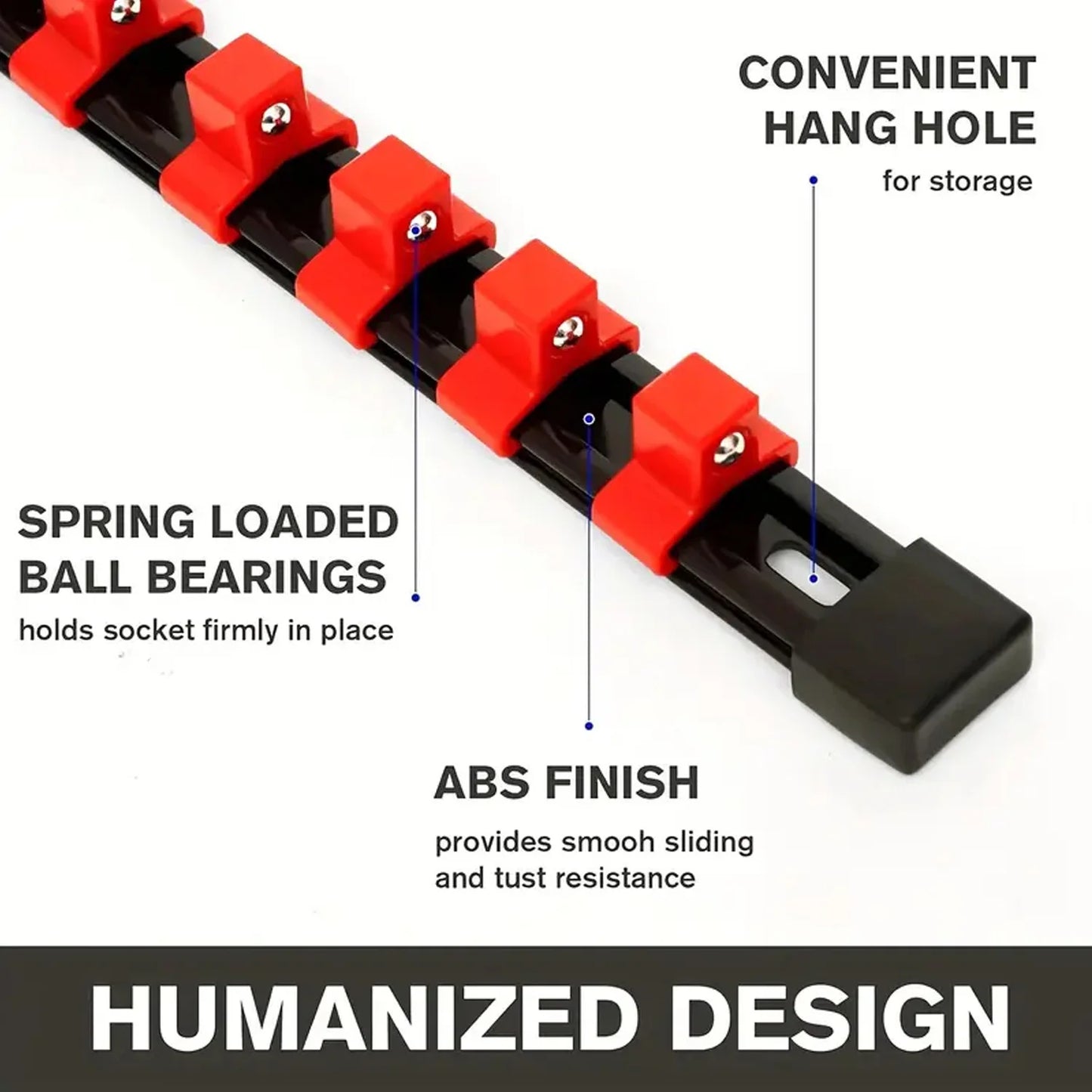 360° Swivel ABS Socket Organizer 1/4Inch 3/8Inch 1/2Inch Premium Quality Socket Clip Rail Holder socket organizer tools Blue&Red