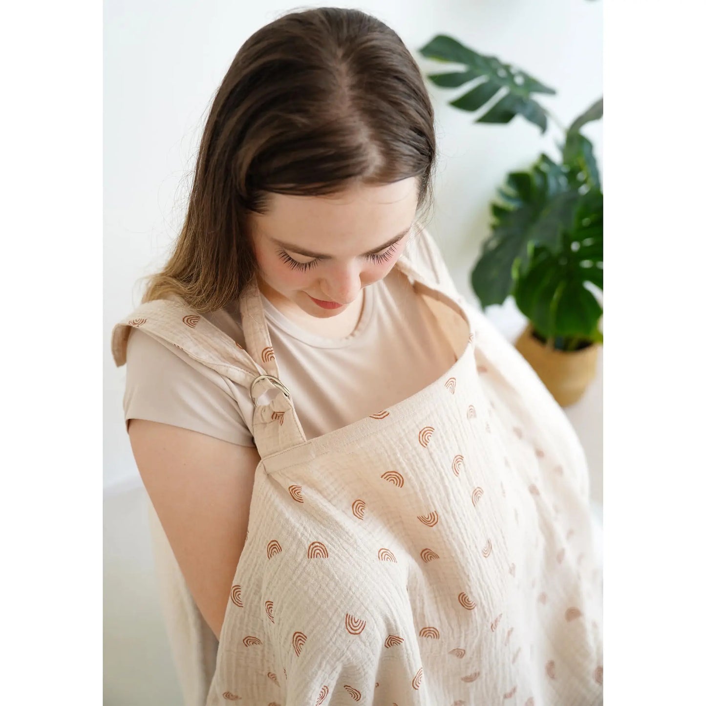2025 Muslin Nursing Covers for Breastfeeding, Privacy Breast Feeding Cover with Arch Neckline for Mom and Baby Nursing Apron