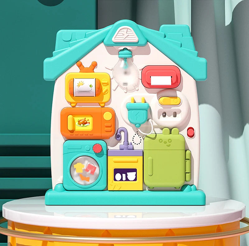 Baby Busy House Sensorial Montessori Toys 3D Busy Board Music Light Switch Fine Motor Training Games Educational Toys For Kids
