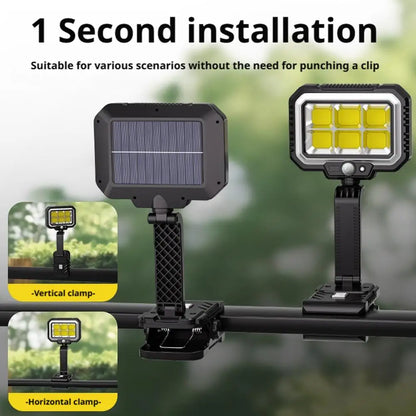 Clip On Solar Lights Outdoor COB LED Security Light Solar Charging 360° Rotatable Rainproof Motion Sensor Auto On/Off For Outdoor