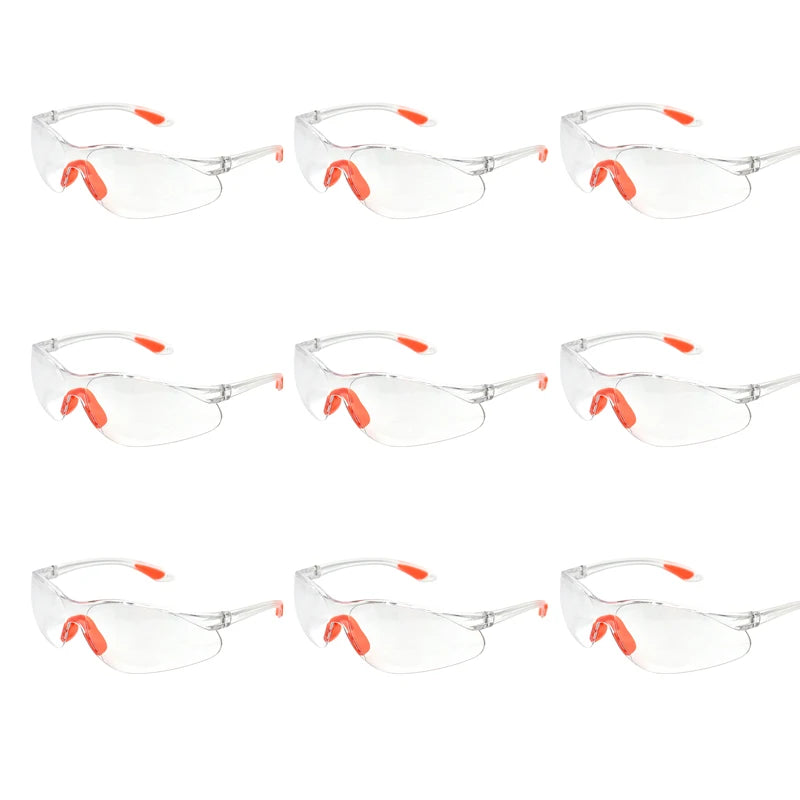 12PCS Lab Work Safety Eye Protective Glasses PC Material Anti Impact Wind Dust Proof Goggles Safety Riding Clear Glasses