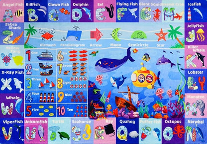 Baby Play Mat, Playpen Mat with Super Soft Touch, Activity Mats with Upgraded Anti-Slip Bottom, Machine Washable Crawling Mats for Floor & Picnic (Animal Alphabets)
