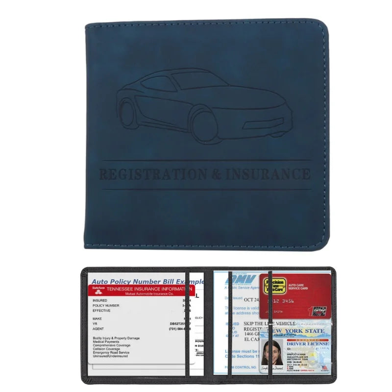 Men's Card Holder, Car Registration Vehicle License Insurance Card Holder Wallet
