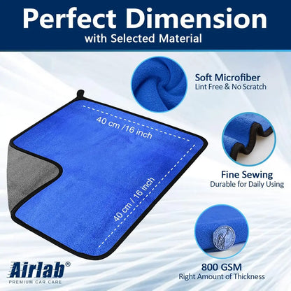 1-4pcs Microfiber Car Washing Towel Soft Quick Drying Windows Mirrors Wiping Rags Home Double Layer Cleaning Cloths 500GSM