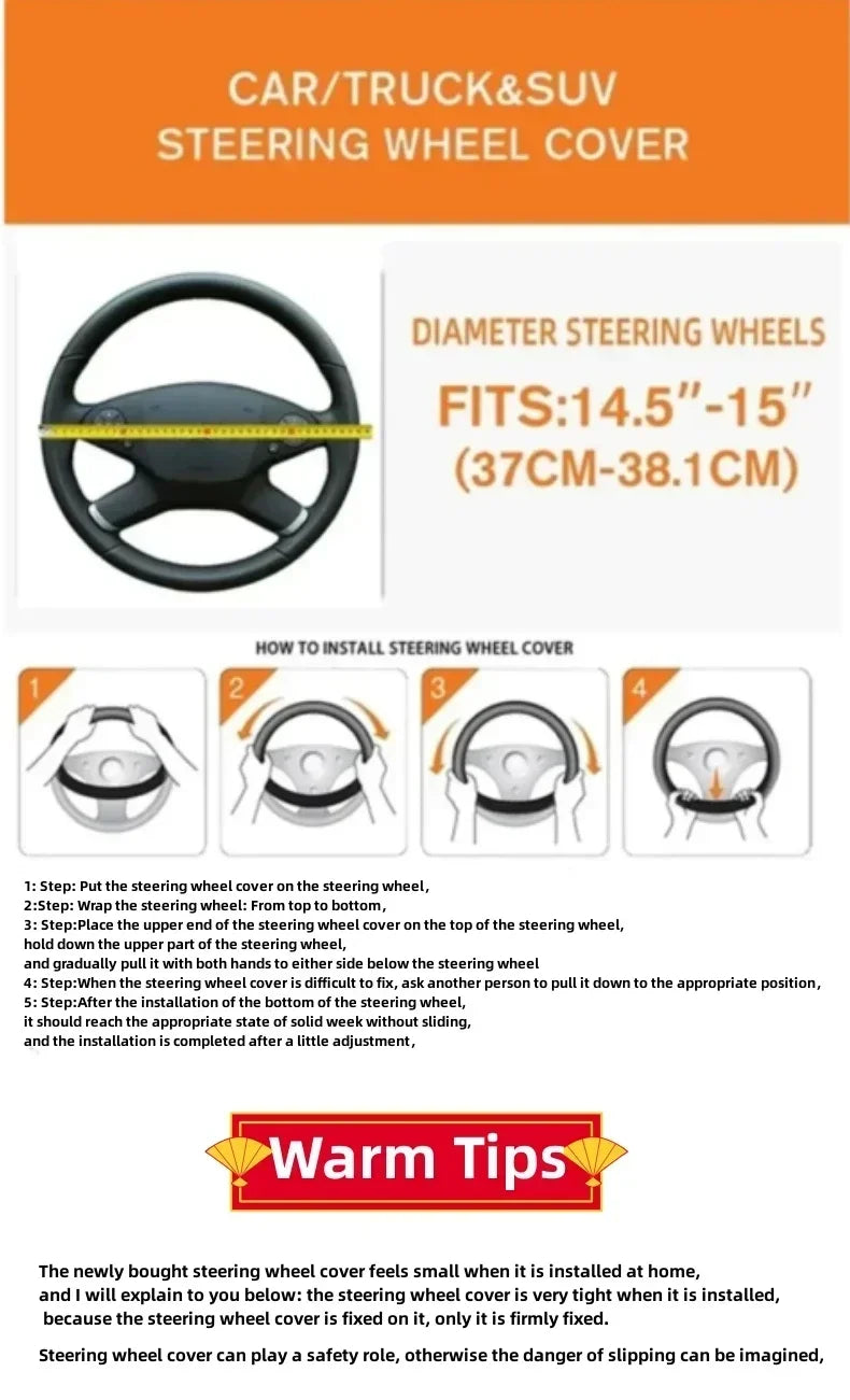 Car Steering Wheel Braid Cover Black Artificial Leather For Volkswagen VW Golf 7 Mk7 Touran Up New Polo Jetta Passat B8 Tiguan
