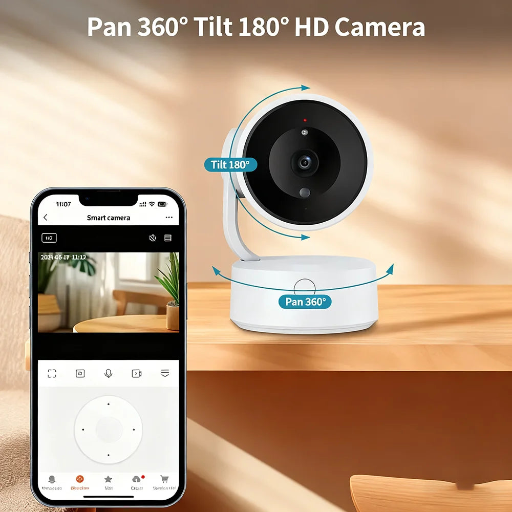 WIFI Tuya Camera Indoor 5MP Baby Monitor Two Way Talk 4X Zoom PTZ 360°  Surveillance Cameras Support Alexa Google Smart Life
