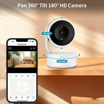 WIFI Tuya Camera Indoor 5MP Baby Monitor Two Way Talk 4X Zoom PTZ 360°  Surveillance Cameras Support Alexa Google Smart Life