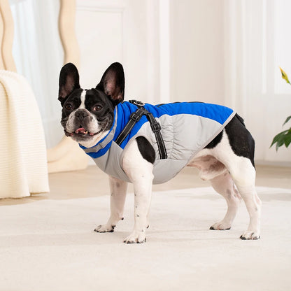Small Dog Coat with Harness Built-in, Warm Dog Jacket with Zip, Reflective Winter Coat Pet Sweater Clothes for Small/Large Dogs