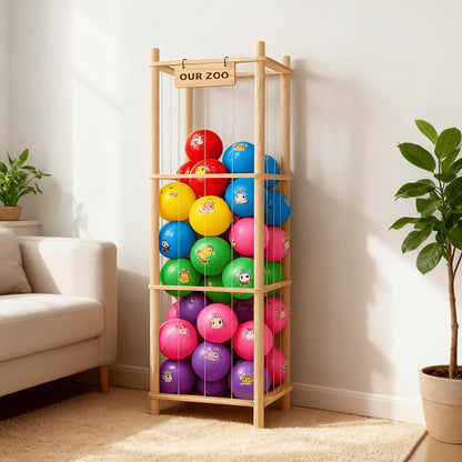Stuffed Animal Storage Zoo, Wooden Stuffed Animal Organizer with Elastic Cords for Boys Girls, Space Saving Toy Plushies Storage Holder for Playroom, Bedroom, Living Room