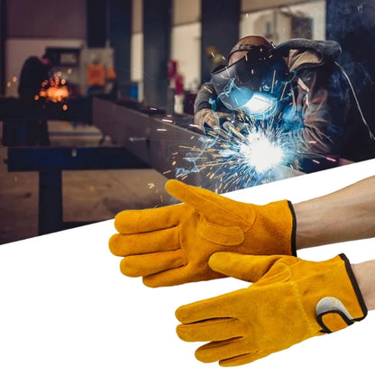Heat Resistant Cowhide Welding Gloves Leather Reinforced Safety Work Gloves for Men Women Fireplace Stove BBQ Gear Driver Gloves