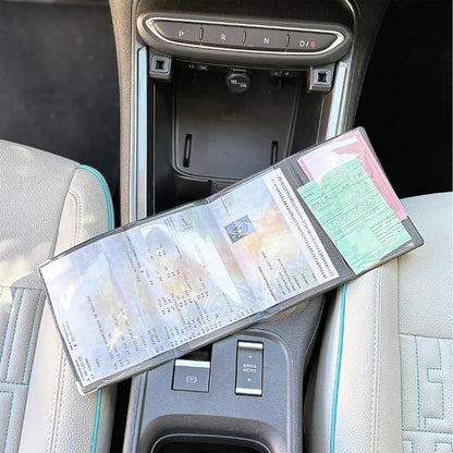 1/2pcs 4-fold grey card holder in imitation leather Vehicle document, insurance & licence holder – Elegant, compact and durable
