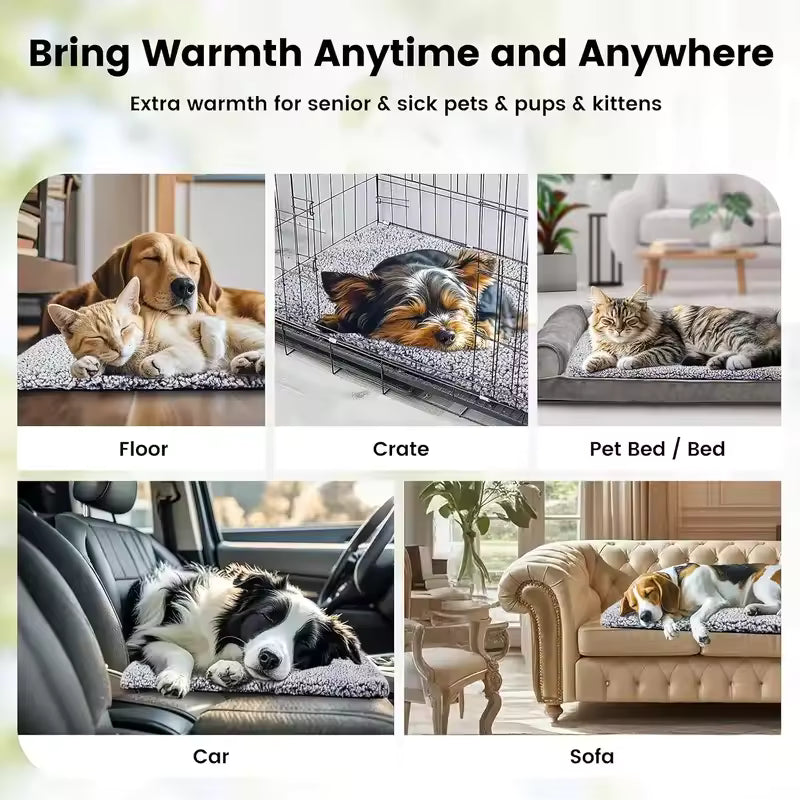 Winter Self-Heating Pet Pad Blanket for Dogs Cats, No Electricity Thermal Mat with Anti-Slip BottomWarm Cushion for Puppy Kitten