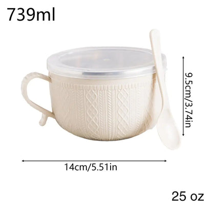 Large Soup Mug 25oz Cup Bowl with Lid Large Soup Mug Dinnerware for Travel Tea Christmas Cafe Oats Lunch Noodle Sandwich