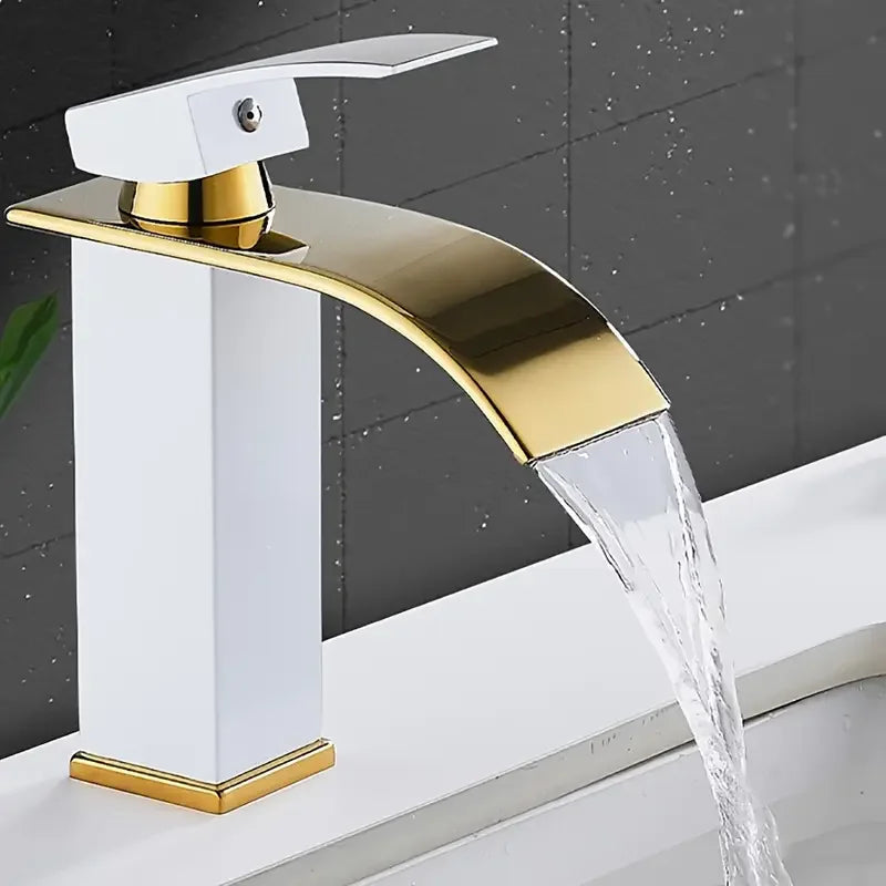 Gold Bathroom Faucet, Brushed Gold Bathroom Faucet, Gold Faucets for Bathroom Vanity, Hot and Cold Dual Control Stainless Steel Alloy Finish Suitable for Bathroom Sink