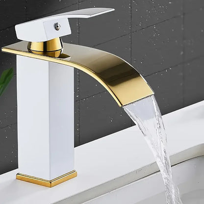 Gold Bathroom Faucet, Brushed Gold Bathroom Faucet, Gold Faucets for Bathroom Vanity, Hot and Cold Dual Control Stainless Steel Alloy Finish Suitable for Bathroom Sink