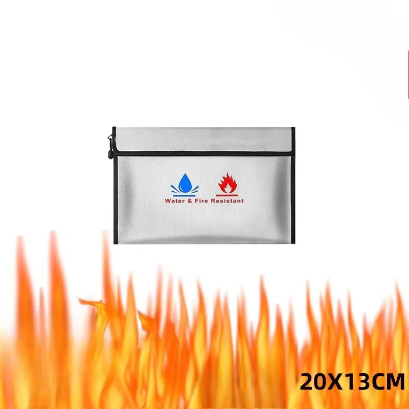 XL/L/M/S Fireproof Waterproof Document Bag Fire Safe Storage Pouch with Zipper Cash File Envelope Holder for H