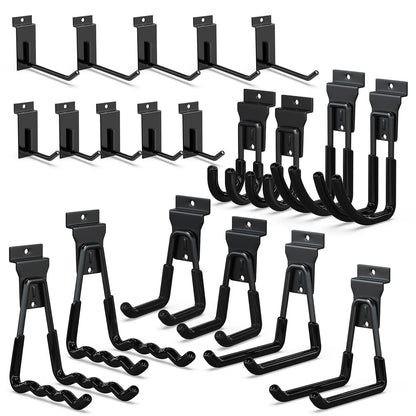 18 Pcs Garage Hooks Heavy Duty - Garage Storage and Organization Ladder Hooks with Non Slip PVC Coating for Hanging Bike，Ladder，Garden Tools，Hose