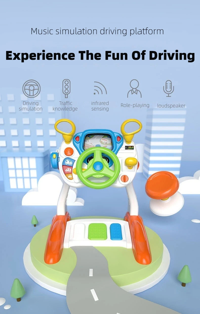 Child Simulation Music Simulated Driving Console Steering Wheel Toys Baby Driving Early Education Toys Intellectual Development