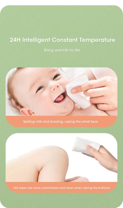 Baby Wipe Warmer Heater with LED Display Wet Towel Dispenser Portable USB Charge Baby Wipe Warmer Napkin Heating Box Home/Car Use
