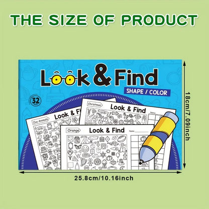 Interactive Hidden Object & Coloring Book for - Educational with Look & Find Activities, Sticker & Pages, Observation Skills & C