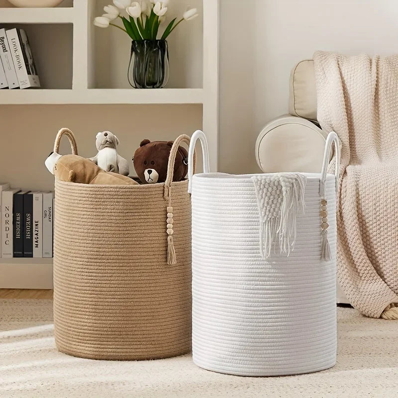 Large Storage Basket for Organizing, Woven Rope Basket for Shelves, Closet Organizer Bins for Clothes, Blanket, Toys, Baby Nursery Storage