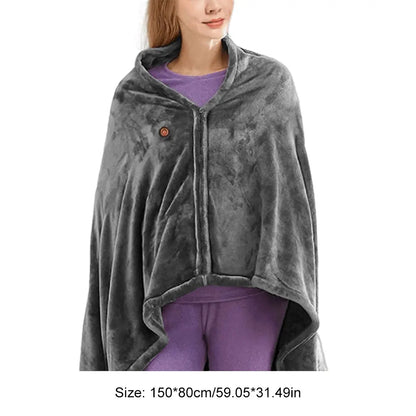 Electric Heated Blanket Throw 150''x80'' USB Electric Heated Blanket 3 Heating Levels Fleece Heated Blanket Portable Body Warmer Blanket for Household and Office