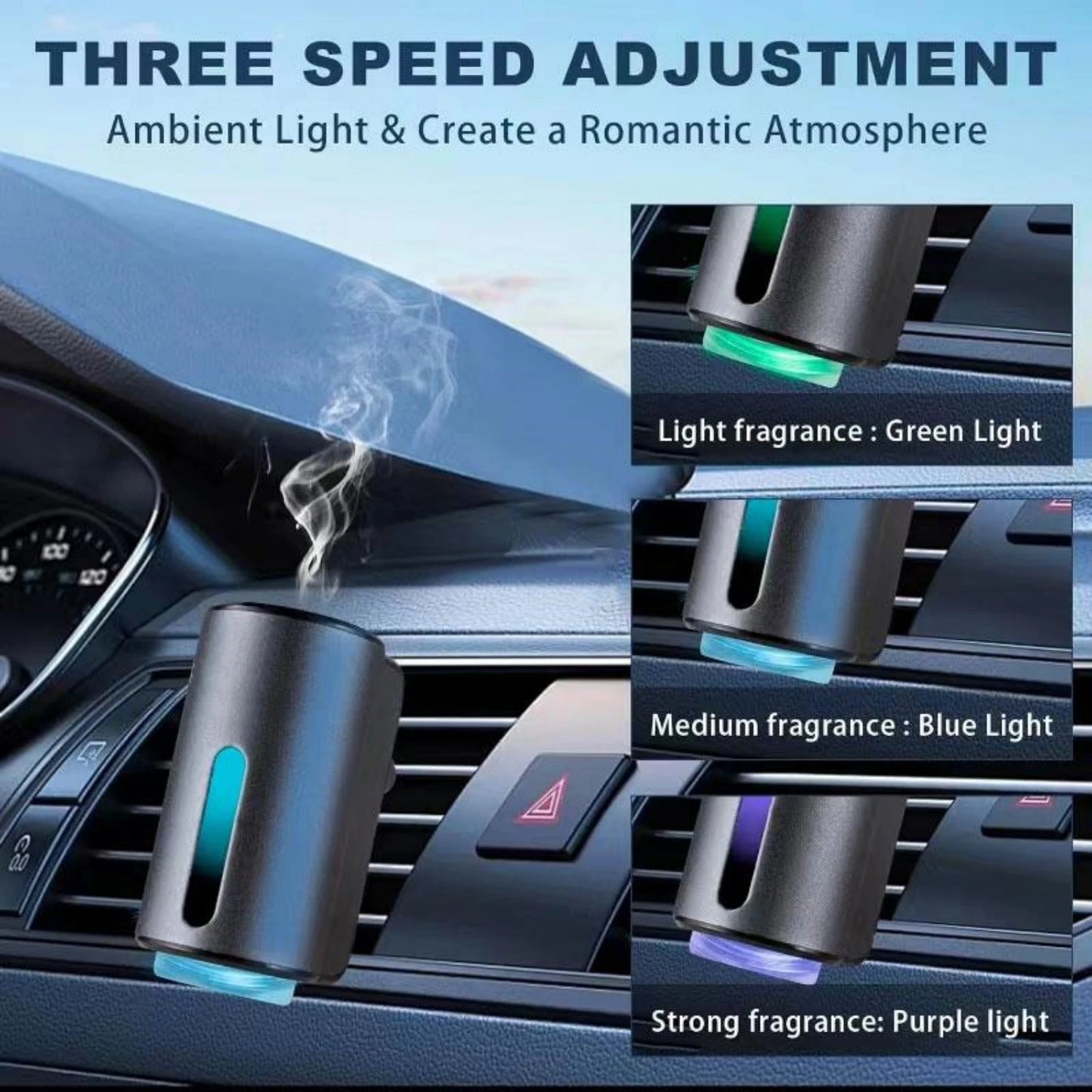 Car air freshener, three intensity adjustable, car aroma diffuser, portable freshener perfume fragrance