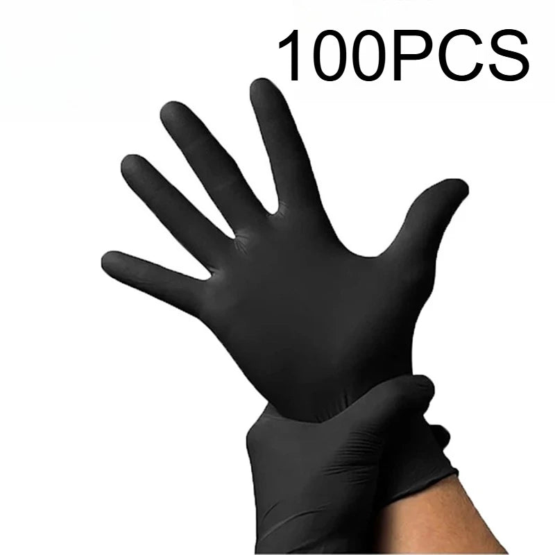 20/50/100PCS Disposable Nitrile Exam Gloves for Auto, Tattoo, Dentistry, Catering, 4.3 mil - XL, Black (Case of 1000)