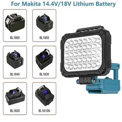 Work Light for Makita 18V Battery,Battery Light for Makita 18v Tools Portable Outdoors Flood Lighting