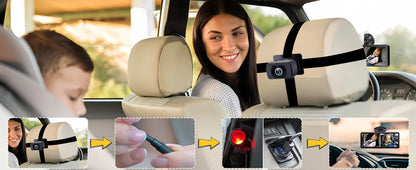 Car Baby Mirror Dual Channel Back Seat Baby Car Camera 1080P with Rear View Car Monitor 6.8'' IPS Screen Kids Pet Night Vision - Only Camera