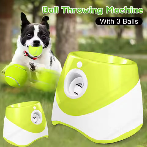 Dog Ball Thrower Launcher, Automatic Ball Launcher for Dogs, 3 Adjustable Distance Settings, Indoor OutdoorInteractive Toy, with 3 2.3-inch Balls