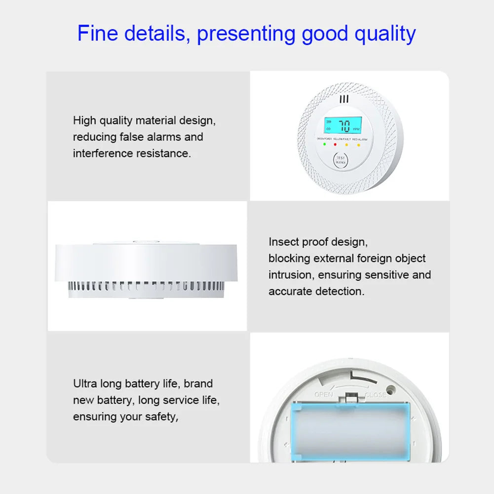 Carbon Monoxide Detectors, CO Detector Battery Operated with Sensitive Sensor, Digital Display and Sound Warning, 85dB High Sensitive Warning CO Detector with LEDs Carbon Monoxide Detector Alarm for Home Depot
