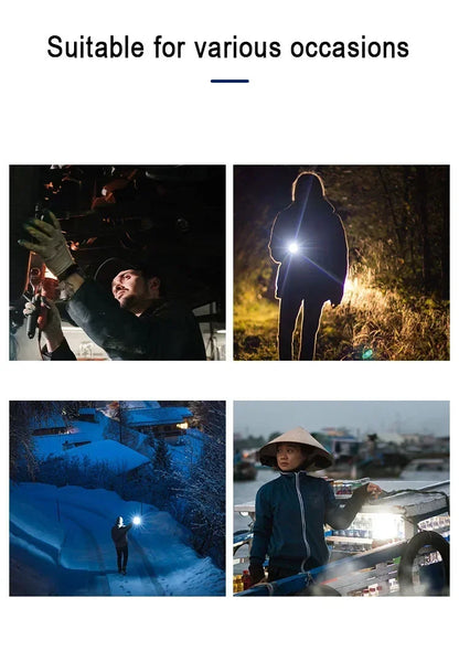 3 PCS Mini LED COB Flashlight Portable Rechargeable Torch with Pen Clip Zoomable Waterproof Light Tactical Lamp Camping Lantern