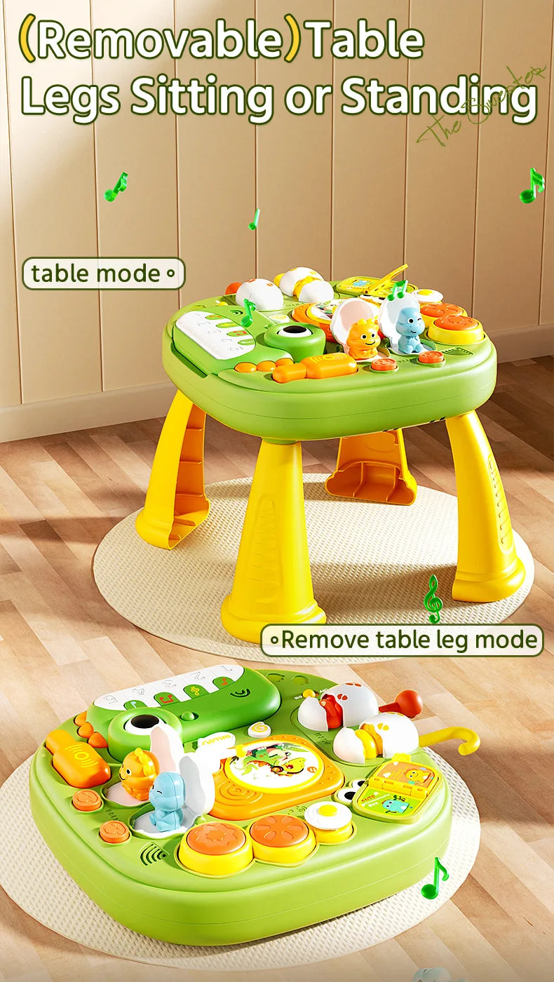 Montessori Educational Activity Table Toy for Babies, Sensory Learning with Lights Music Sound, Early Development Toys for Kids