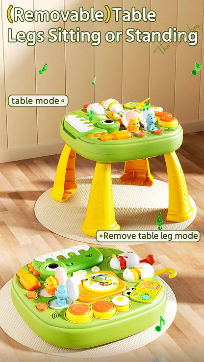 Montessori Educational Activity Table Toy for Babies, Sensory Learning with Lights Music Sound, Early Development Toys for Kids