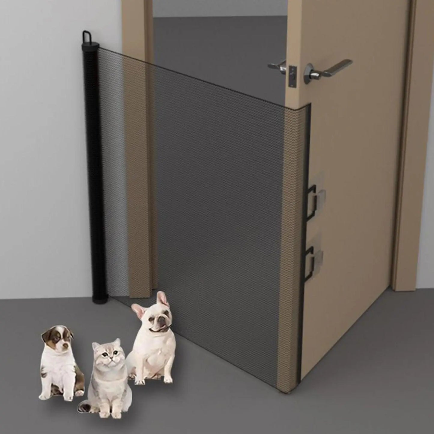 Retractable Pet Gate Dog Retractable Gate No-Drill Childproof Net Fence Cat Baffle for Indoor Staircase Patio Fireplace Deck