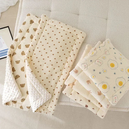 Cartoon Bear Baby Stroller Seat Cushion Cotton Soft Newborn Car Seat Pad Infant Pushchair Mattress Mat Kid Pram Accessories