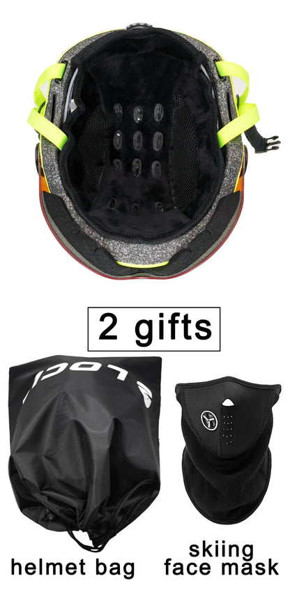 Upgrade Skiing Helmet Men Women Children Ultralight Snowboard Skateboard Motorcycle Snowmobile Ski Helmet Visor Goggles