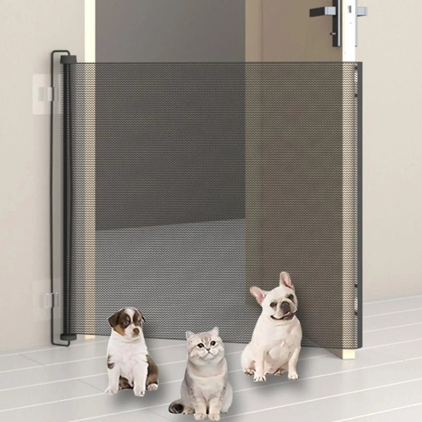 Retractable Pet Gate Dog Retractable Gate No-Drill Childproof Net Fence Cat Baffle for Indoor Staircase Patio Fireplace Deck