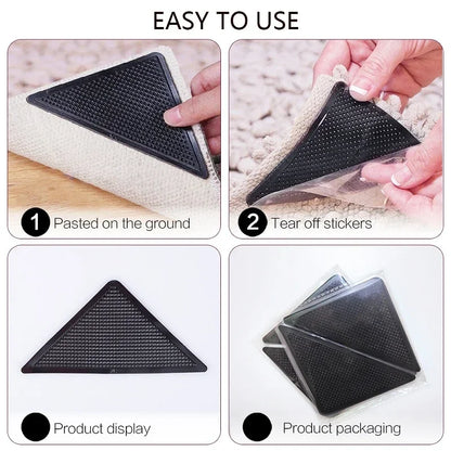 8 Pcs Non-Slip Rug Pad, Extra Thick Carpet Pads for Hard Surfaces, Prevents Sliding and Secures Rugs, Provides Floor Protection with Comfort Cushioning