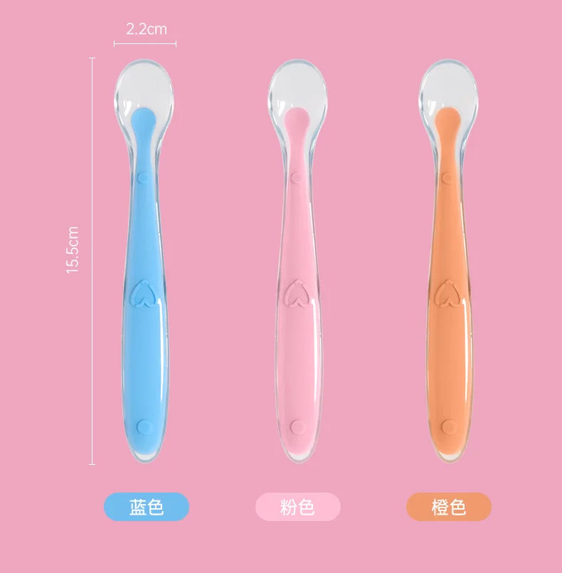 2 Pcs Baby Silicone Spoon Learning Spoon Set Stars Tableware Kids Soft Silicone Feeding Spoon Training Baby Reborn Silicone