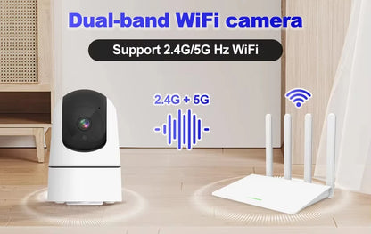 Tuya 5G WiFi IP Camera Indoor 6MP Wireless Security Surveillance Camera Auto Tracking Baby Monitor IR Night Vision 6x Zoom Cam