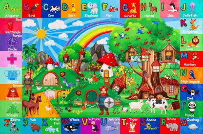 Baby Play Mat, Playpen Mat with Super Soft Touch, Activity Mats with Upgraded Anti-Slip Bottom, Machine Washable Crawling Mats for Floor & Picnic (Animal Alphabets)