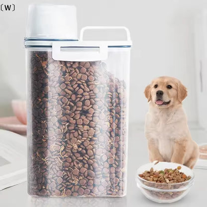 Portable Cat Dog Food Storage Container with Upgraded Large Spout and Cup Dispenser for Small Large Animal Kibble, Pet Bird snack, Oatmeal, Rice, Flour, Brown Sugar