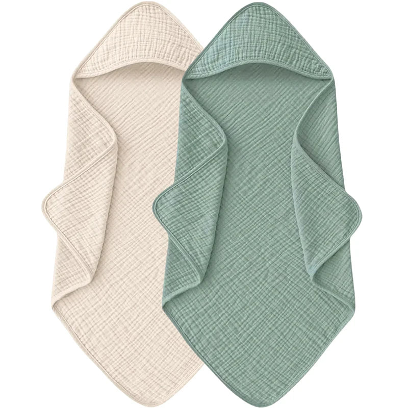 Baby Muslin Hooded Bath Towels and Washcloths Muslin Cotton Hooded Baby Towels Absorbent Blankets for Gift Newborn Infant Shower