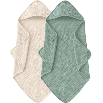 Baby Muslin Hooded Bath Towels and Washcloths Muslin Cotton Hooded Baby Towels Absorbent Blankets for Gift Newborn Infant Shower