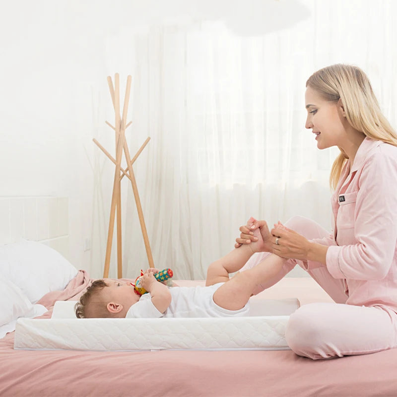 Baby Changing Pad with Wipeable & Waterproof PU Cover, Contoured Diaper Changing Pad for Dresser with Non-Slip Safety Belt, Portable and Lightweight, Large Cushioned Foam