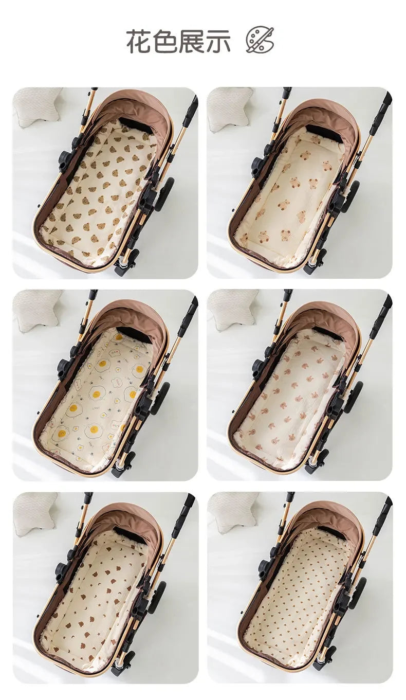 Cartoon Bear Baby Stroller Seat Cushion Cotton Soft Newborn Car Seat Pad Infant Pushchair Mattress Mat Kid Pram Accessories
