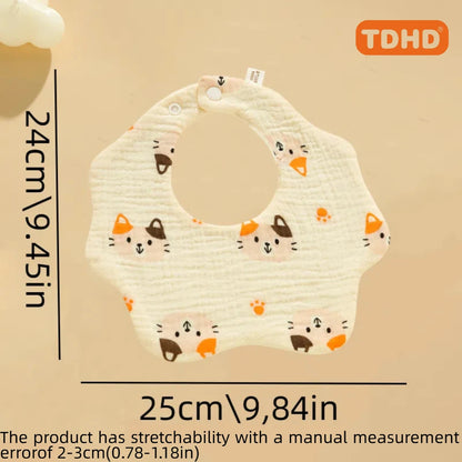 TDHD 3PCS Cotton Gauze Baby Feeding Bibs Summer Soft Petal Baby Printed Drooling Towel Newborn Toddler Baby Burp Cloth Children'