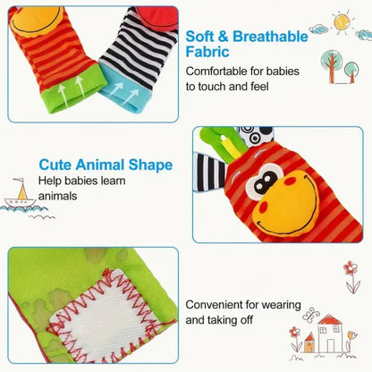 Baby Wrist Rattle Socks and Foot Finder Set, Perfect Baby Toys for 0-12 Months Newborn Boys and Girls As Shower Gifts